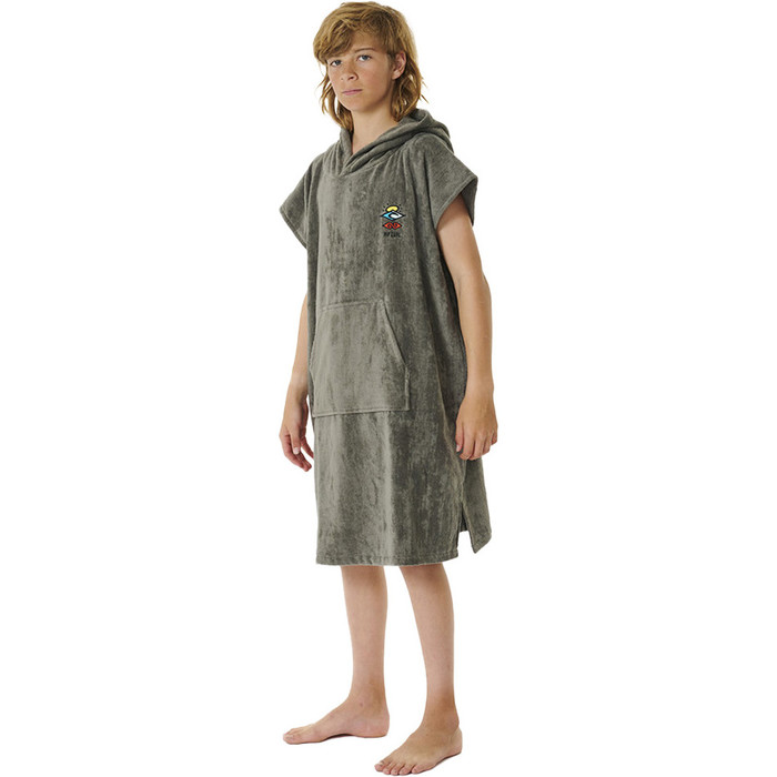 2024 Rip Curl Junior Logo Hooded Towel Changing Robe / Poncho 009BTO - Grey